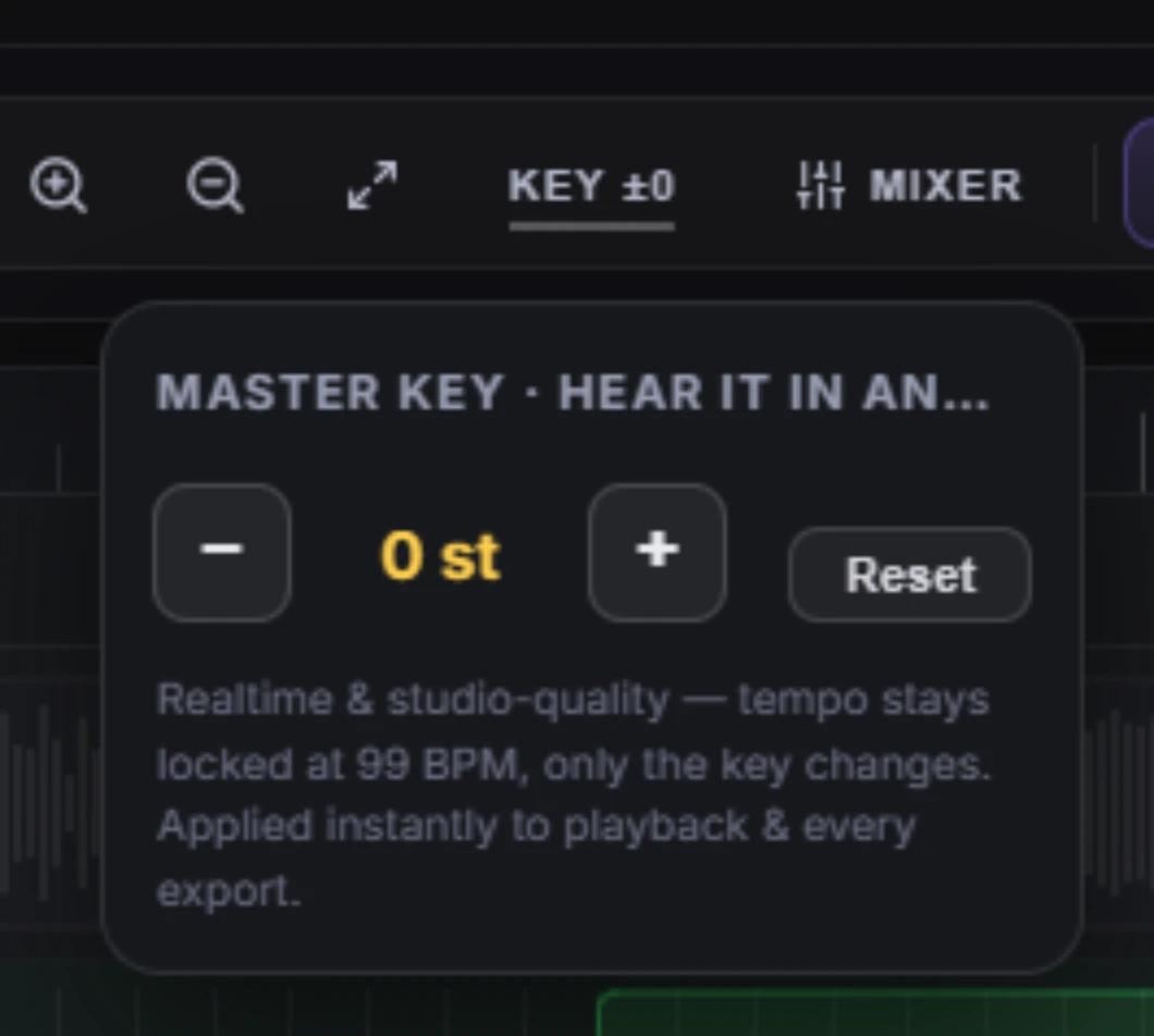 Master Key control that changes the key in real time